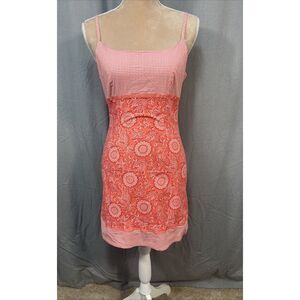 Vtg Floral Sundress S Prairie Peasant Cottagecore‎ Pink Shoulder Strap Cowgirl